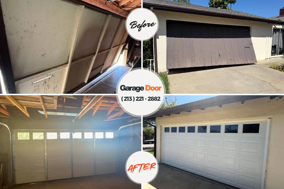 Before and after: garage door repair Mountain City, GA